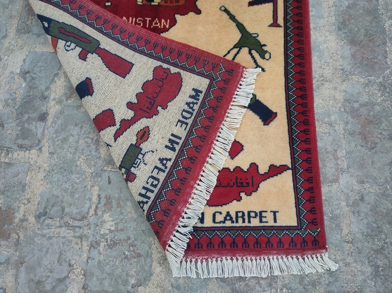A Beautifully Handmade Afghan war Rug Rare Design Great Quality 120 X 80 Cm gallery