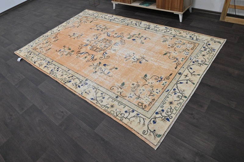 Oushak 5x9,Turkish Rug,vintage,anatolian,ORANGE,kilim,Bohemian,handmade,wool gallery