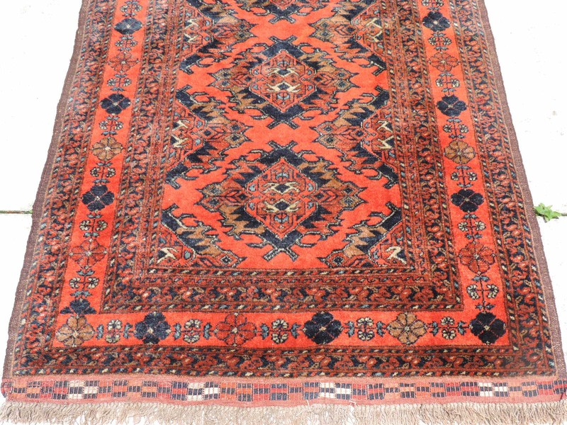 3x13ft. Top Quality Handwoven Afghan Ersari Geometric Wool Runner gallery