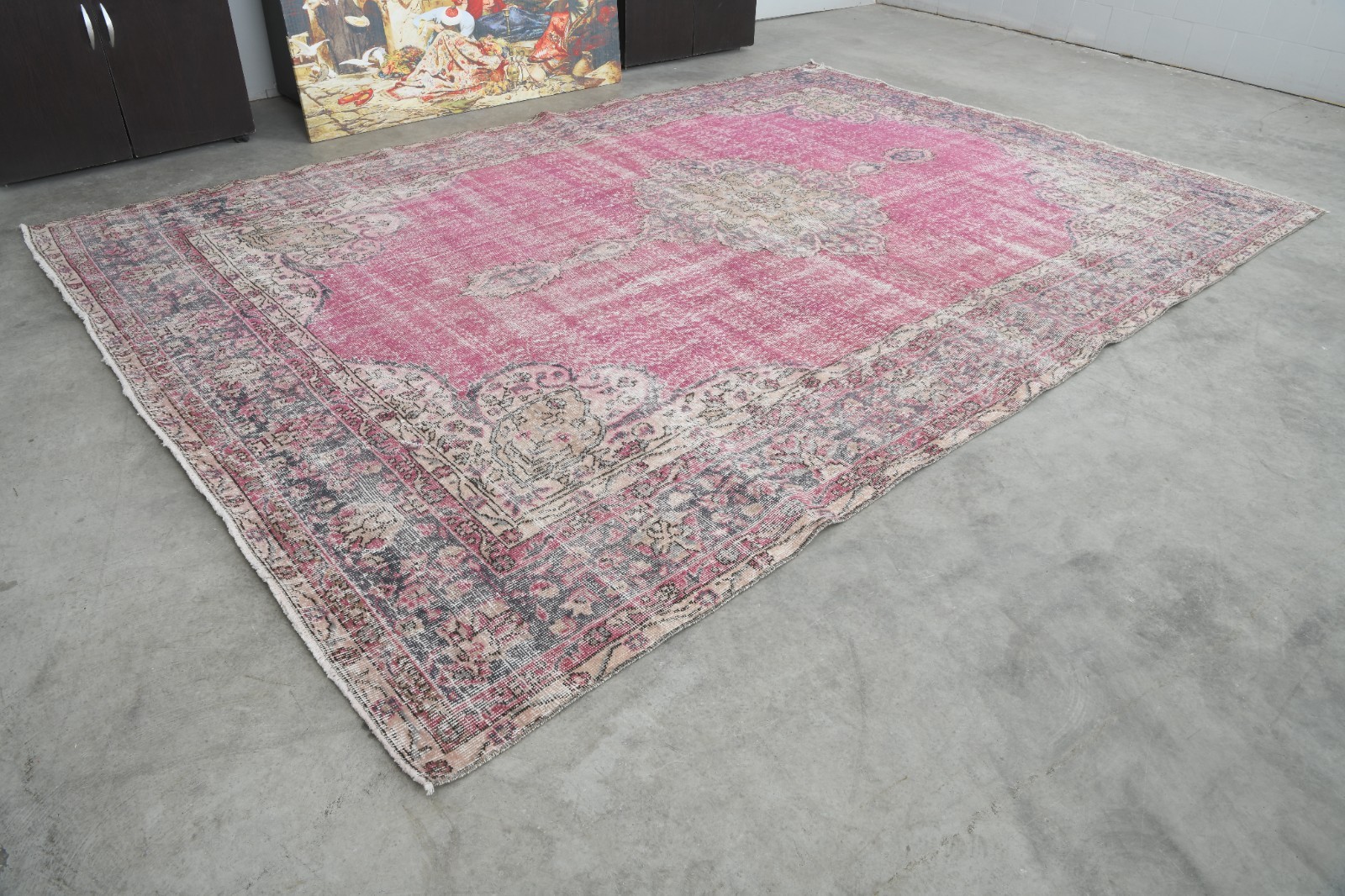 large turkish rug 7x10 ft, hand-knotted vintage area rug, oversize oushak rug,58 gallery