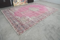 large turkish rug 7×10 ft, hand-knotted vintage area rug, oversize oushak rug,58