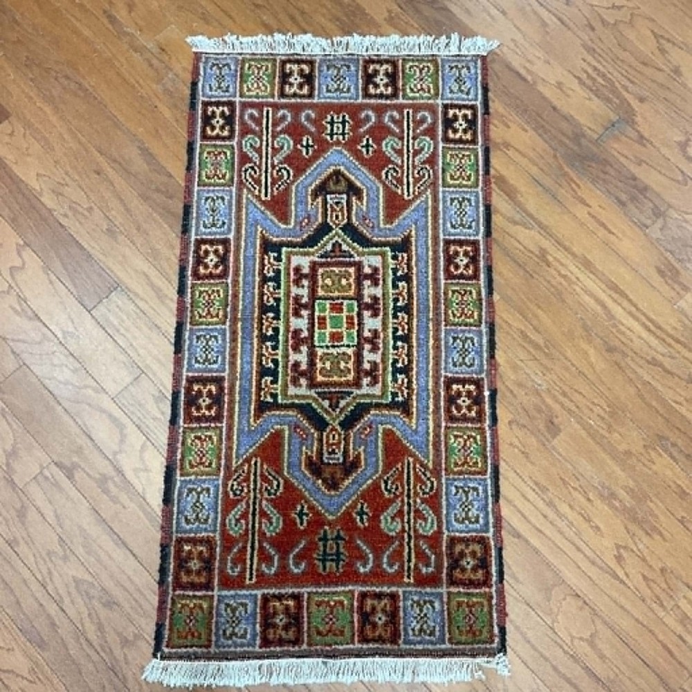 Handmade Indo Kazak Wool Rug 2' X 3'