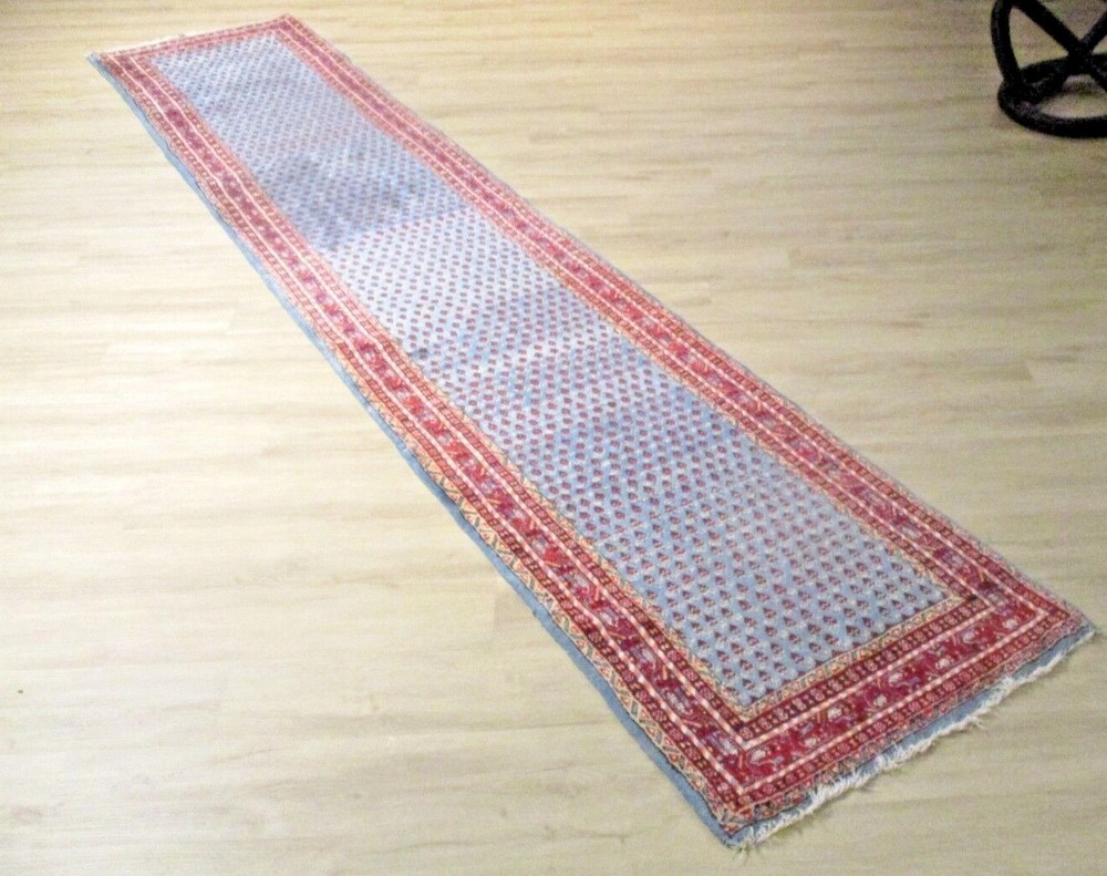 ESTATE 14' FEET RUNNER CIRCA 1960 BOTEH DESIGN Handmade-knotted Wool Rug 581158