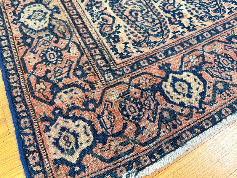 Antique 5x7 5x8 Lavar Kermaan Rug wool Paisley Navy Beige Rust Ralph Lauren styl gallery