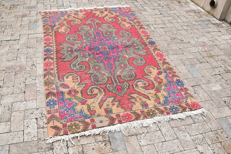 Turkish Rug 50''x84'' Vintage 4x7 Muted Color Oushak Pink AMAZING Rug 128x216cm gallery
