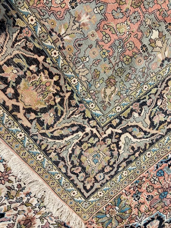 11x8 ft COLLECTORS ITEM Vintage Stunning Natural Silk Fine Quality Hereke Carpet gallery