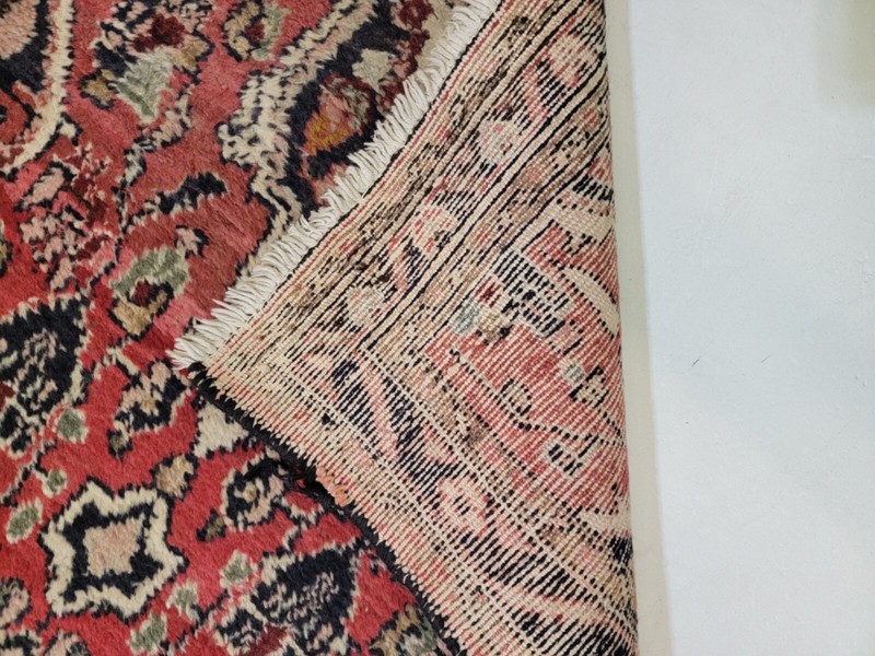 Antique Oriental Hand-Knotted Wool Runner Red/Black/Ivory/Salmon 3'2" x 16'8" gallery