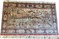 A Vintage 700+ Kpsi Silk On Silk Pictorial Turkish Hereke Rug