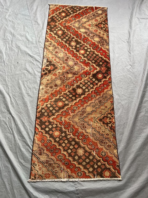 Vintage Ersari Hand-Knotted Turkmen Runner 2'2 x 5'10 ft Geometric Wool Rug gallery