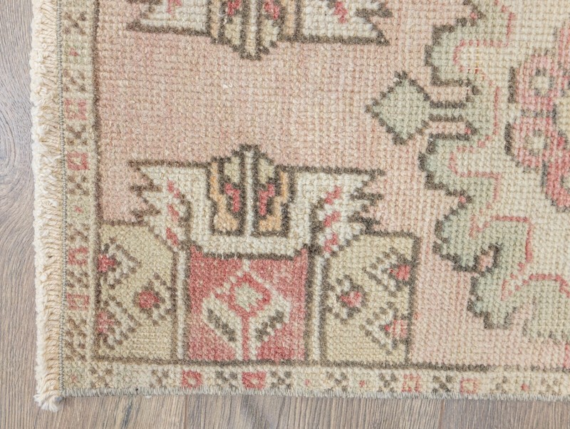Bath Rug Runner, Bathroom Rug, Vintage Oushak Turkish Rug, Door Mat, 1'5''x2'8'' gallery