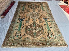 6’1×9’10 ft Vintage Uzbek Samarkand Style Medallion Handnooted Wool Area Rug