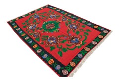 Turkish Rug, Vintage Rug, Handmade Rug, Wool rug, Kilim Rug, Floral 5 x 7 Rug