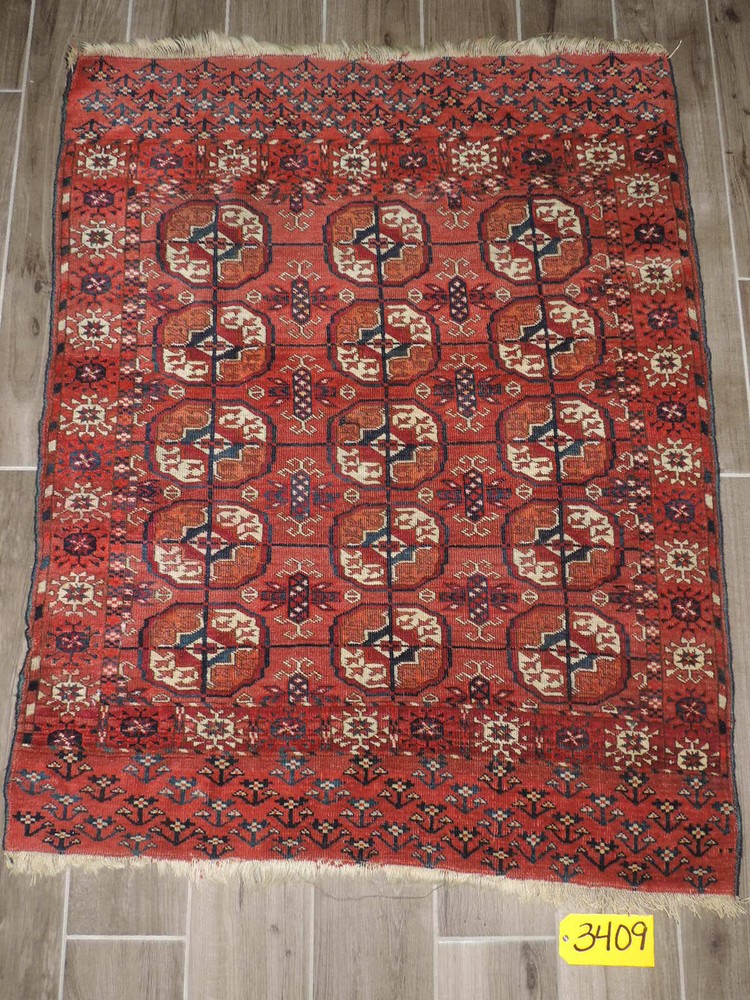 3x4ft. Antique Turkoman Bokharra Wool Rug