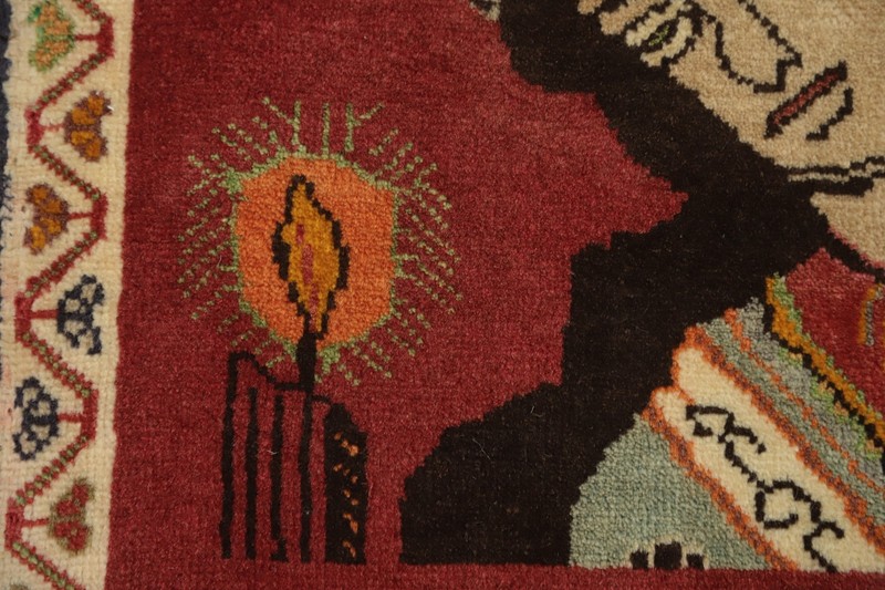 Pictorial Red Square Tribal Traditional Accent Rug Wool Handmade Foyer Rug 2x2 gallery