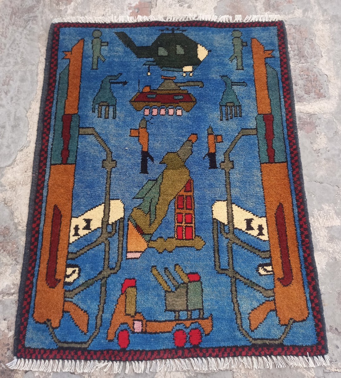 Ak Afghan Handmade War Rug Baluchi Wool With Beautiful Design 77x60 cm gallery
