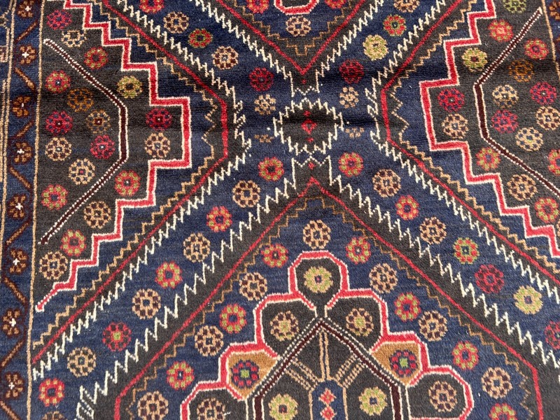 Vintage Afghan Baluchi Rug 3'10x6'9 – Hand-Knotted Wool Tribal Medallion Carpet gallery