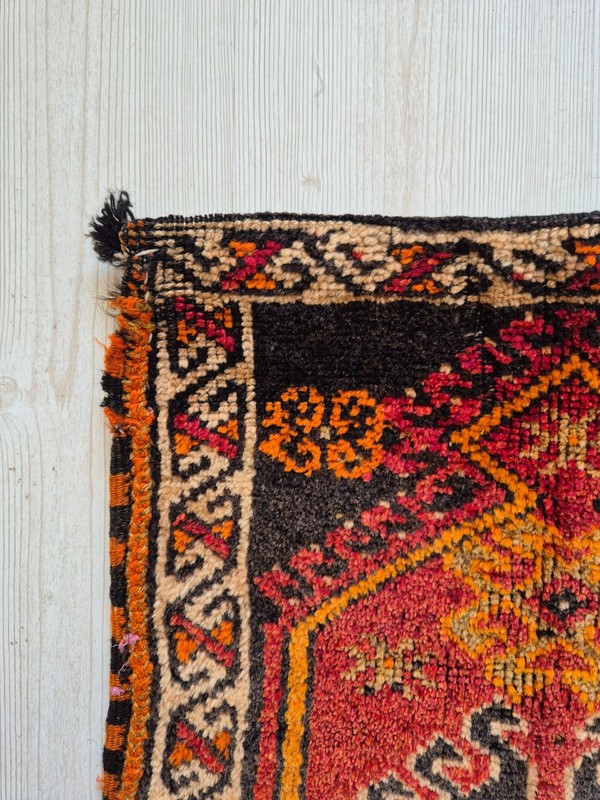 Antique Rug Pillow, Hand Woven Small Carpet, Kurdish Rug, Wool, Handmade, Tribal gallery