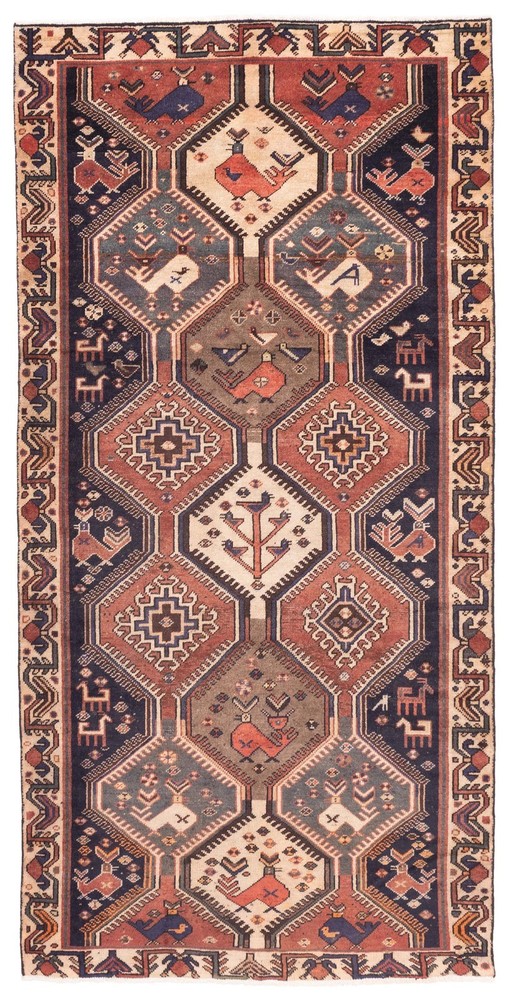 Vintage 4'8" x 9'6" Traditional Hand Knotted Vegetable Dye Wool Area Rug