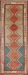 Geometric Gabbeh Rust/ Green 9 ft Runner Wool Hand-knotted Tribal Rug 3×9 Carpet
