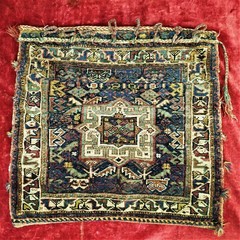 KHAMSEH SADDLE BAG. WOOL KNOTED BY HAND. MIDDLE EAST. END XIX-BEGINNG XX