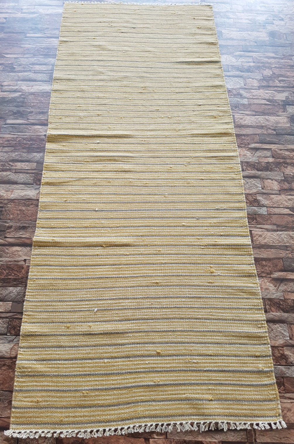 Vintage Handmade Turkish Striped Wool Kilim Runner Rug 197x79 cm gallery