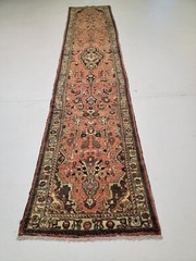 Antique Oriental Hand-Knotted Wool Runner Red/Ivory/Blue/Green 2’9″ x 13’8″
