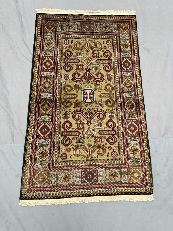 2'6 x 4'4 ft Caucasian Kazak Rug Vintage Hand-Knotted Tribal Area Rug, Moss Rug gallery