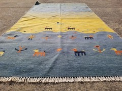 Vintage Traditional Handmade Gabbeh Wool Multicolor Kilim 4.9×2.8 ft
