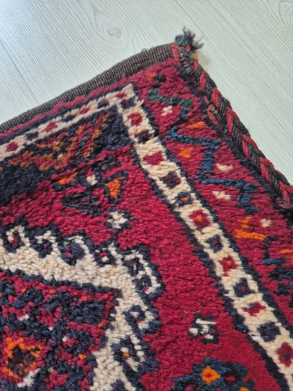 Antique 100 Yo Handknotted East Anatolian Wool Tribal Rug Pillow Cover - 20x33" gallery