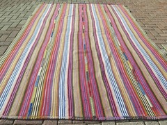 Multicolored Area Rugs, Turkish Kilim Boho Rug, Handmade Carpet FloorRug72″x105″