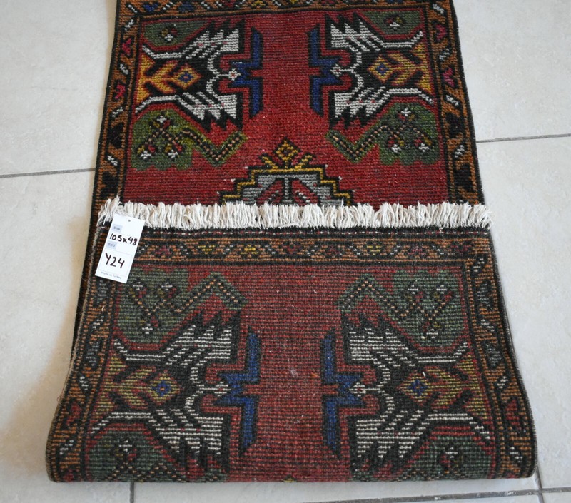 Oushak Runner 3.4x1.5 ft Vintage Turkish Runner Floor Runner Faded Runner Y24 gallery