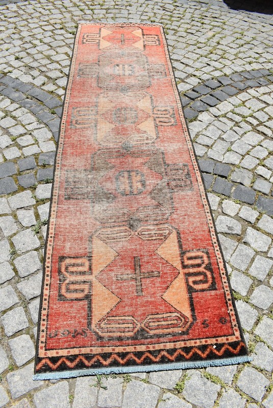 Turkish Oushak Rug 2'7 x 9'8 ft. Vintage Anatolian Corridor Runner Hallway Rug gallery