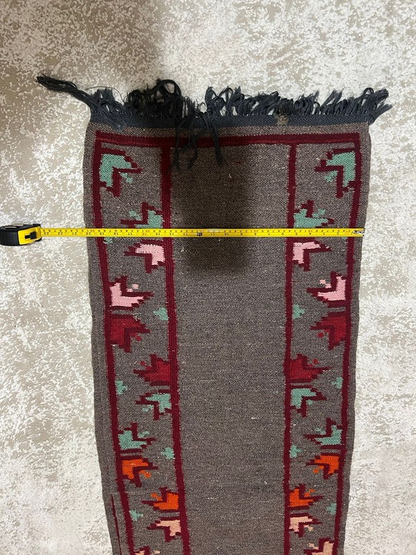 Vintage Wool Kilim Runner Rug 300x52 cm – 100% Wool Tribal Hallway Rug gallery