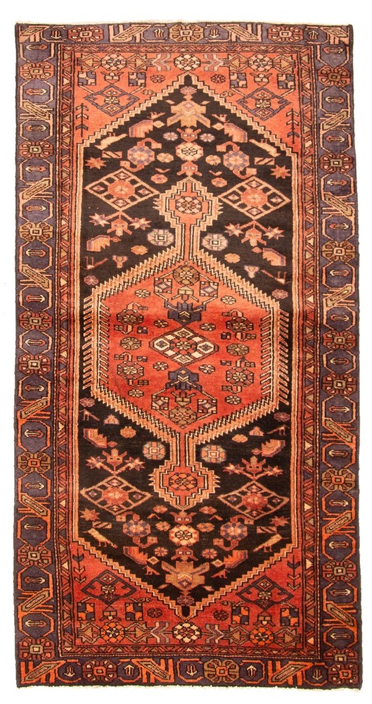 Vintage Hand-Knotted Area Rug 3'10" x 7'7" Traditional Wool Carpet