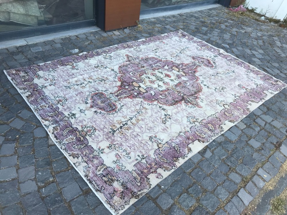 Handmade Wool Rug, Bohemian Large Rug, Turkish Vintage Rug, 6,2 x 9,0 ft