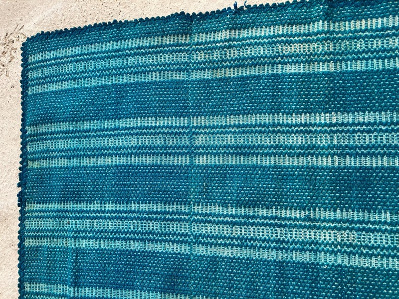 Vintage Handmade Geometric Striped Traeditional Wool Area Rug 201x155 cm gallery