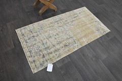 Oushak Turkish Doormat Rug 2×4 BEIGE Anatolian Handmade Vintage Small Kilim Rug