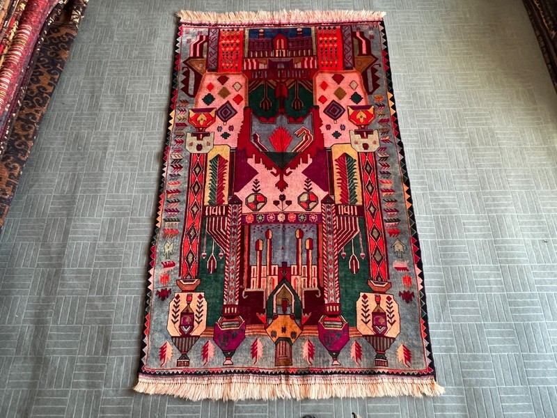 120 X 200 cm COLLECTORRS' ITEM Vintage Natural Vegetable Dye Maldari Prayer Rug gallery
