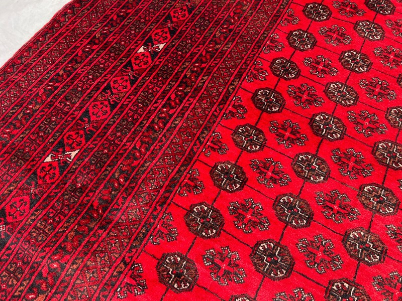 Antique Bukhara Rug 8x11 Afghan Hand Knotted Wool Red Turkmen Elephant Foot Rug gallery