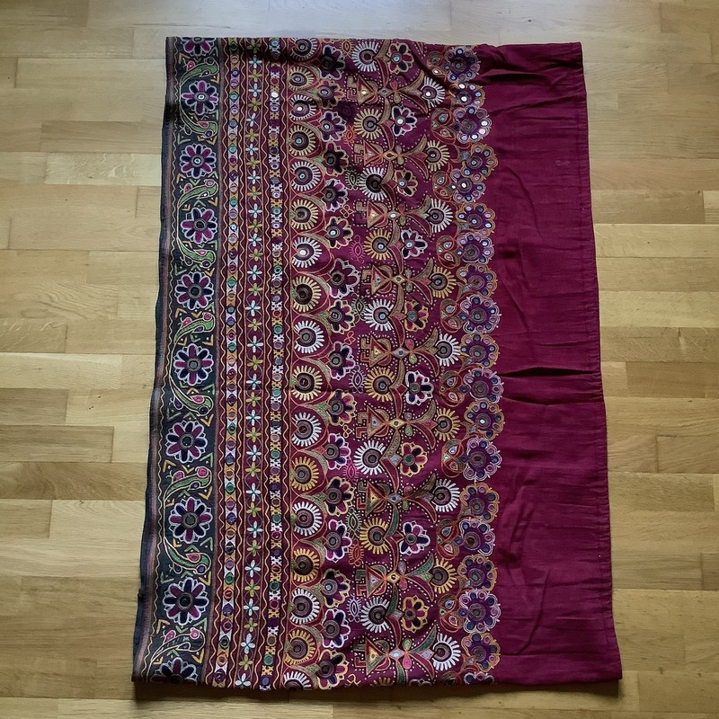 Rajasthan Embroidery Carpet Mirror Dance Oriental Antique Handmade Cotton Fabric gallery