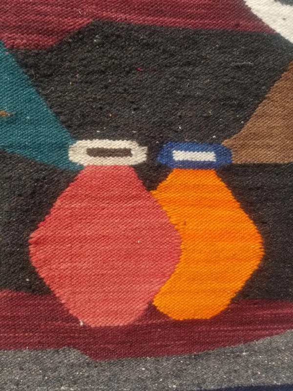 Vintage Traditional Handmade Ecuadorian Wool Grey Kilim 5x3.10ft gallery
