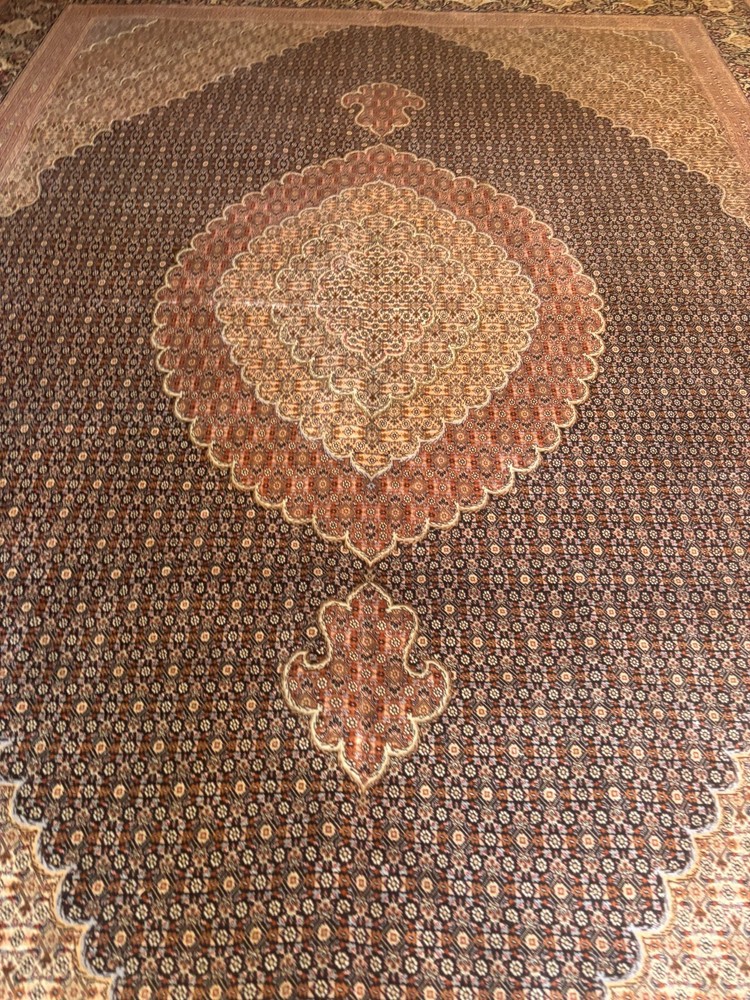 13x9.7 . HANDMADE RUG. CARPET . HAND MADE wool and silk
