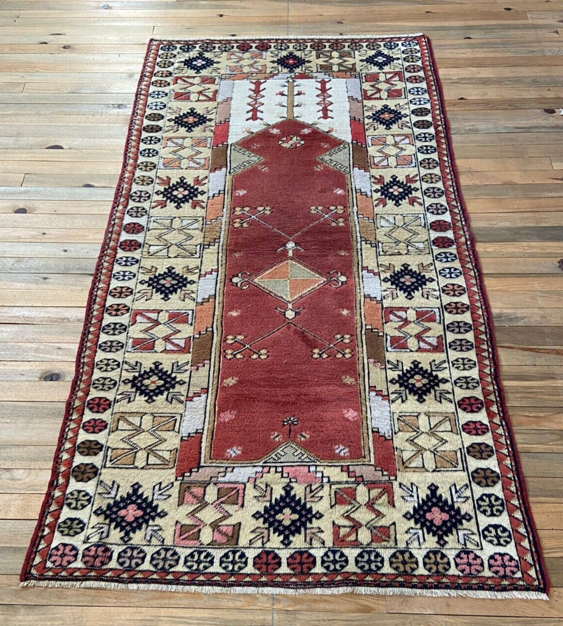 Antique Vintage Rug, 3.6x6.4 ft Area Rug, Turkish Area Rug, 4x6 Oushak Wool Rug gallery