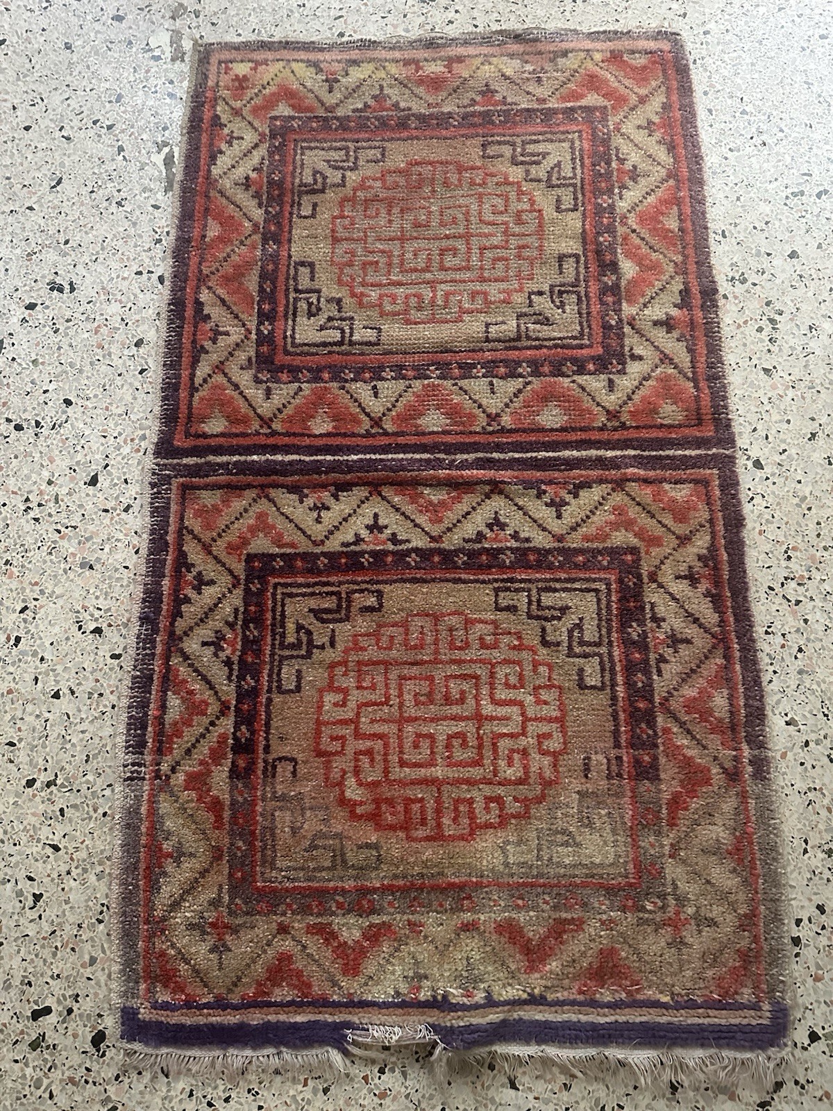 Ningxia 19th Century Chinese Double Oriental Rug 42”x 24” gallery