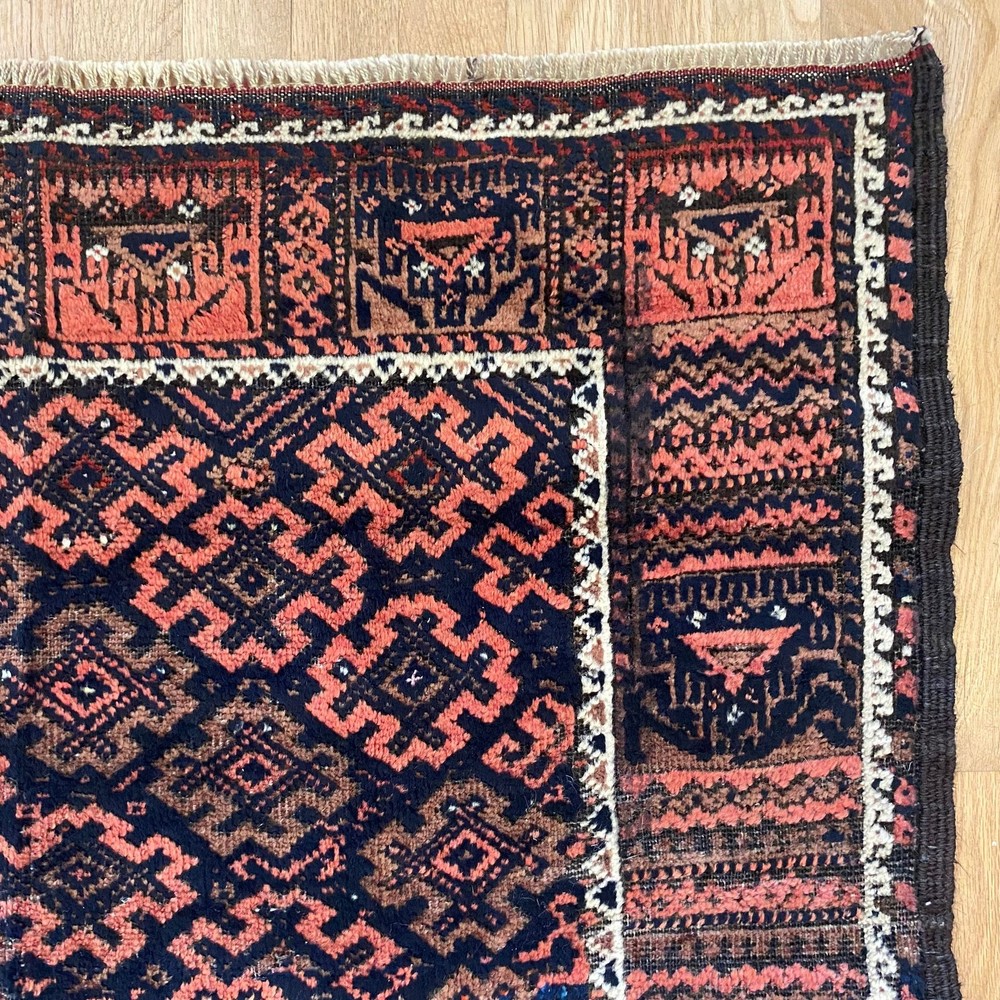 Vintage Rug 3' 2 x 5' 2 Brown Tribal Hand Knotted Oriental Rug