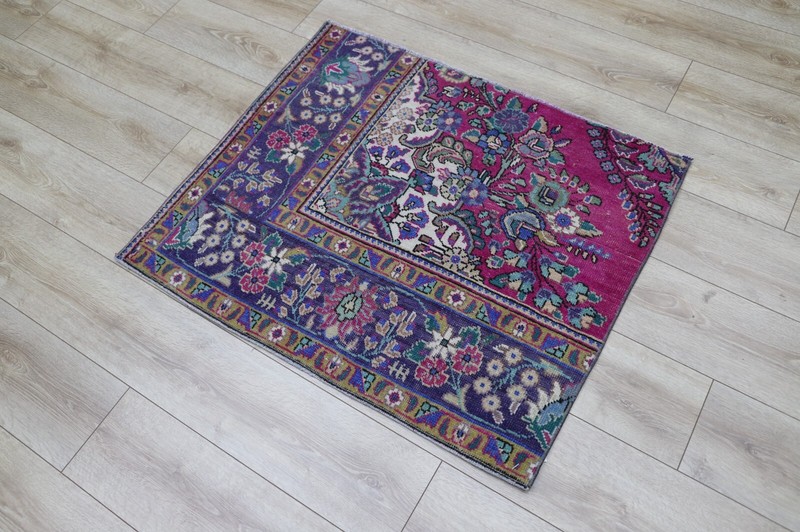 Oriental Small Rug Handmade Foyer Decor Floral Doormat Entryway Carpet 3x3ft gallery