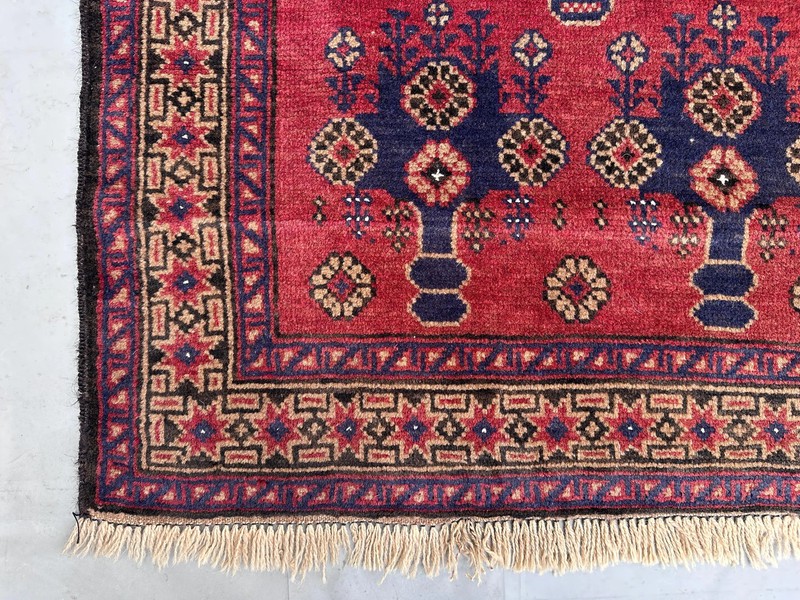 2x4 Red Vintage Afghan Small Rug Hand Knotted Wool Tribal Bedroom Farmhouse Navy gallery