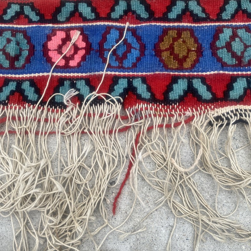Vintage Kurdish Kilim Hand Woven Wool Rug 42”x 61” gallery