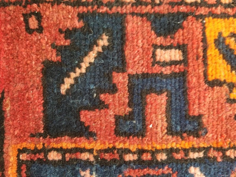Vintage Traditional Handmade Karajeh Wool Multicolor Rug 198x115cm gallery