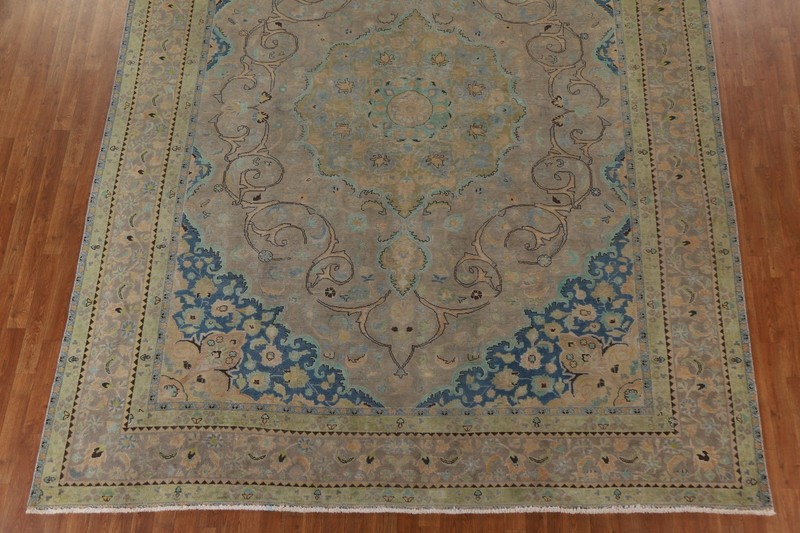 Distressed Over-Dyed Area Rug 10x12 Living Room Hand-knotted Vintage Carpet gallery